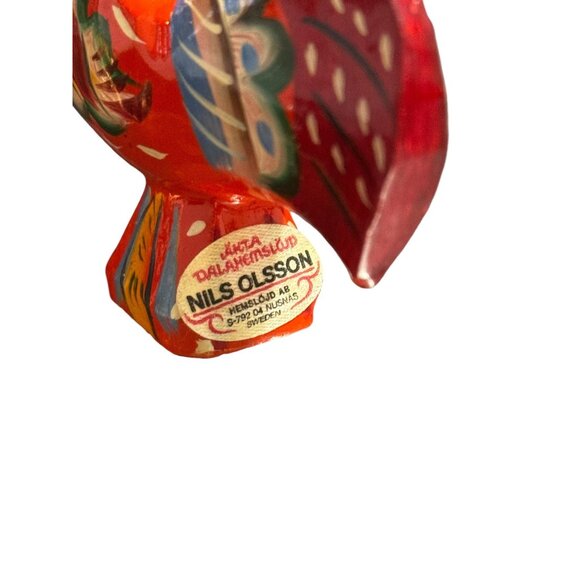 Vintage Hand-Painted Swedish Dala Rooster by Nils Olsson Wooden Folk Art - Picture 6 of 7
